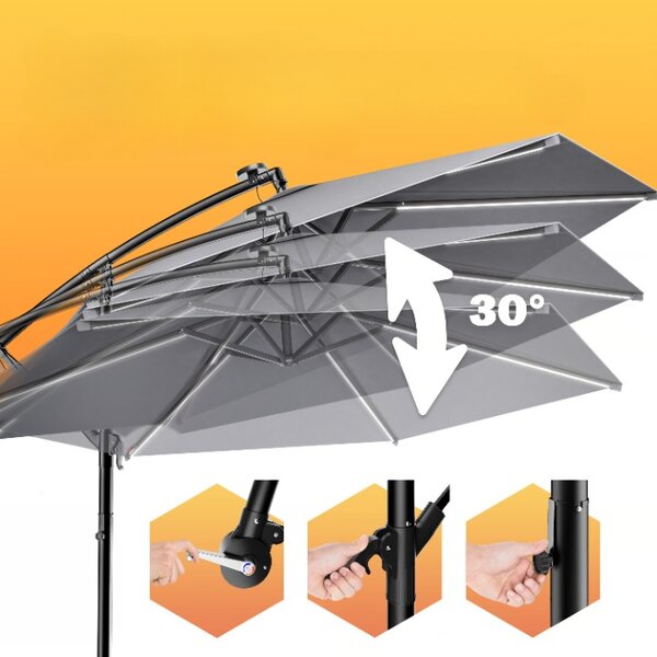 Deuba LED slunečník Mali Ø350 cm - antracit