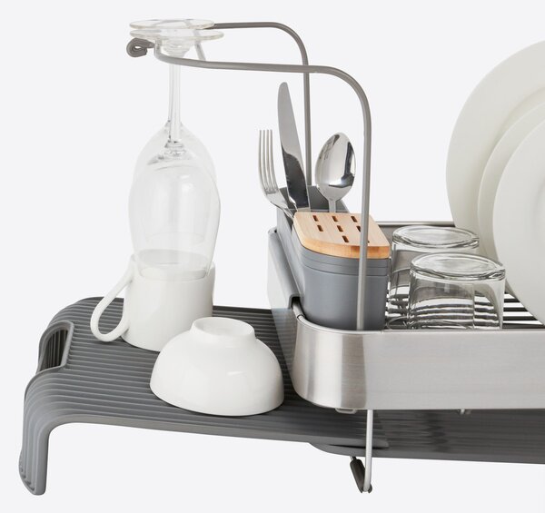 KitchenAid Rozkládací odkapávač na nádobí KitchenAid, s nástavcem na sklenice, šedý KEG896BXCGA
