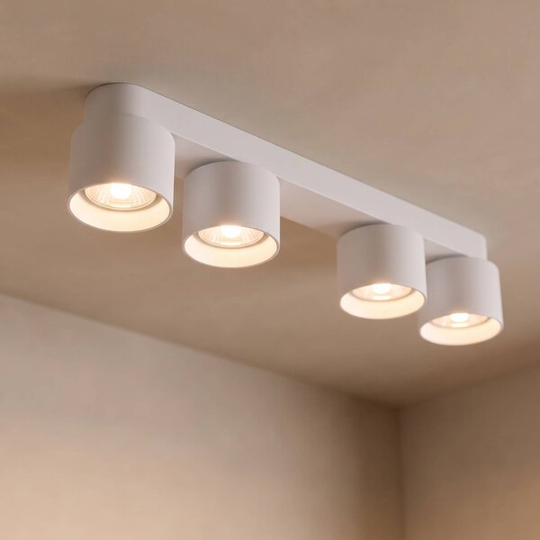 Nordlux Downlight Pitcher, bílá/stříbrná, 4 žárovky, kov, GU10, stmívatelný, Bílá / opál, Obývací pokoj / jídelna, kov, Moderní, Stropní svítidlo