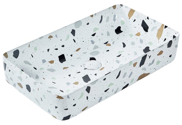 Umyvadlo na desku NULES 51 x 34 cm Keramika Bílé terrazzo