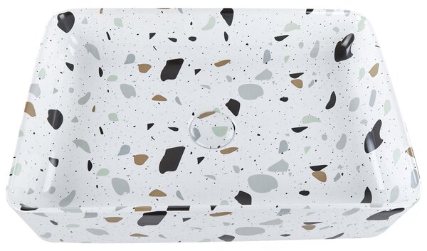 Umyvadlo na desku NULES 51 x 34 cm Keramika Bílé terrazzo