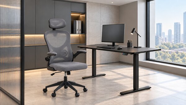 Ergonomická kancelářská židle ALEXANDRE - šedá síťovina