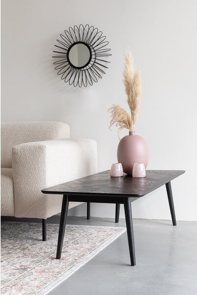 Černý konferenční stolek s deskou v dubovém dekoru 60x120 cm Fabio – White Label