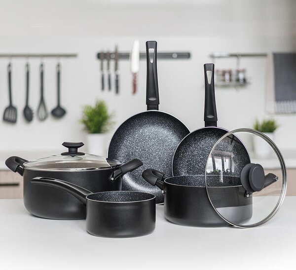 Sada nádobí s nepřilnavým povrchem BLACK STONE 7 dílů