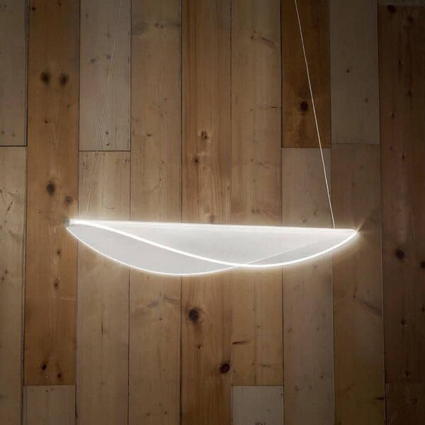 Stilnovo Závěsné světlo LED Diphy, 76 cm, stmívatelné pomocí DALI, stmívatelný, Bílá / opál, Obývací pokoj / jídelna, Hliník, Moderní