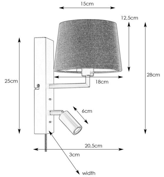 Markslöjd 108595 - LED Nástěnná lampa s USB COMO 1xE14/40W/230V + LED/3W černá
