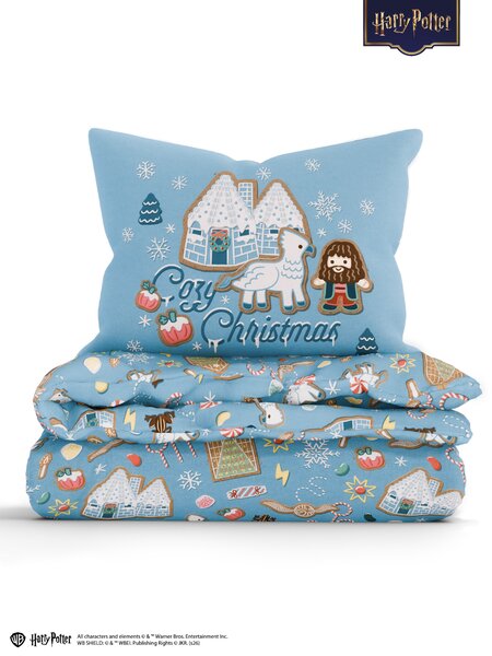 MK Lůžkoviny Bavlněné povlečení Renforcé - Cozy Christmas modré 140 × 200 cm, 70 x 90 cm