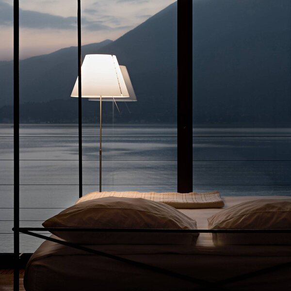 Luceplan Costanza stojací lampa D13ti, hliník/bílá, Bílá / opál, Obývací pokoj / jídelna, Hliník, Design