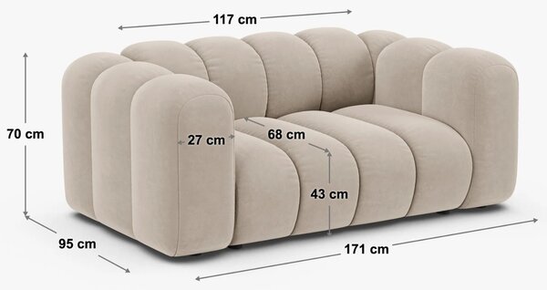 Micadoni Černá sametová dvoumístná pohovka Lupine 170 cm
