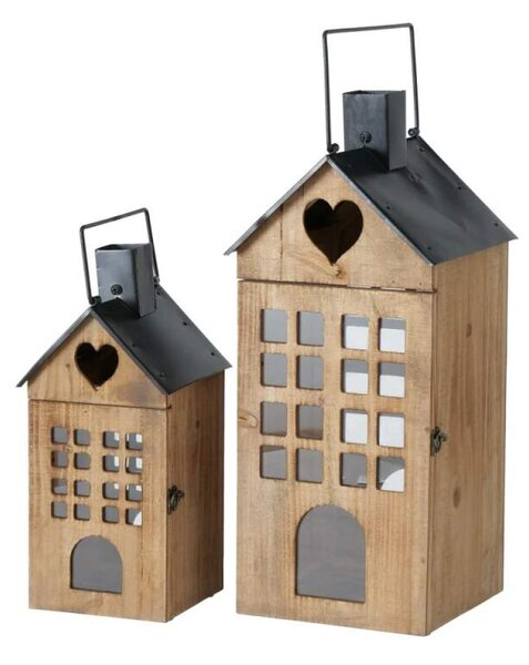 Dřevěná lucerna Home sweet home 40 cm - menší