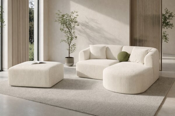 -25 % Dny MOMENTI– Cosmopolitan Design Krémově bílá manšestrová podnožka Campi 90 x 90 cm