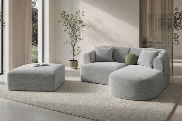 -25 % Dny MOMENTI– Cosmopolitan Design Světle šedá manšestrová podnožka Campi 90 x 90 cm