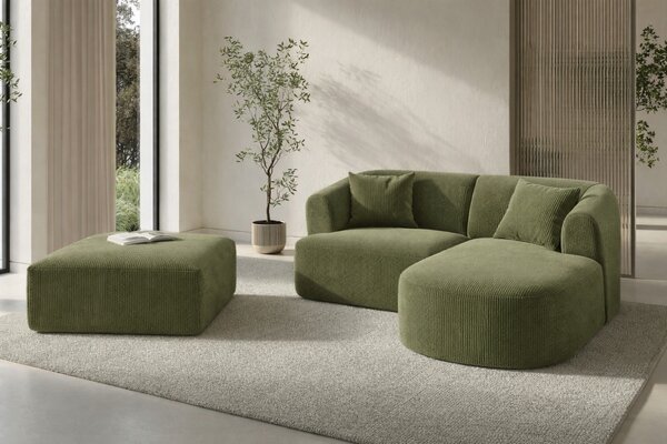 -25 % Dny MOMENTI– Cosmopolitan Design Zelená manšestrová podnožka Campi 90 x 90 cm