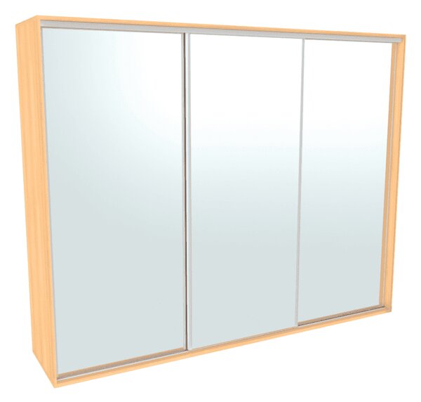 Šatní skříň FLEXI 3 se 3 zrcadly Varianta barvy: Buk, Šířka: 300 cm, Výška: 220 cm