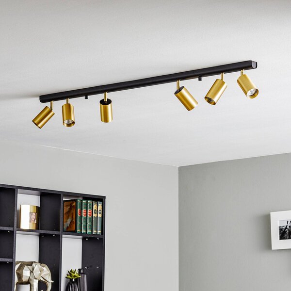 Nowodvorski Lighting Stropní bodové světlo Eye Spot 6-bodové, černé/mosazné, stmívatelný, Černá, Obývací pokoj / jídelna, kov, Moderní