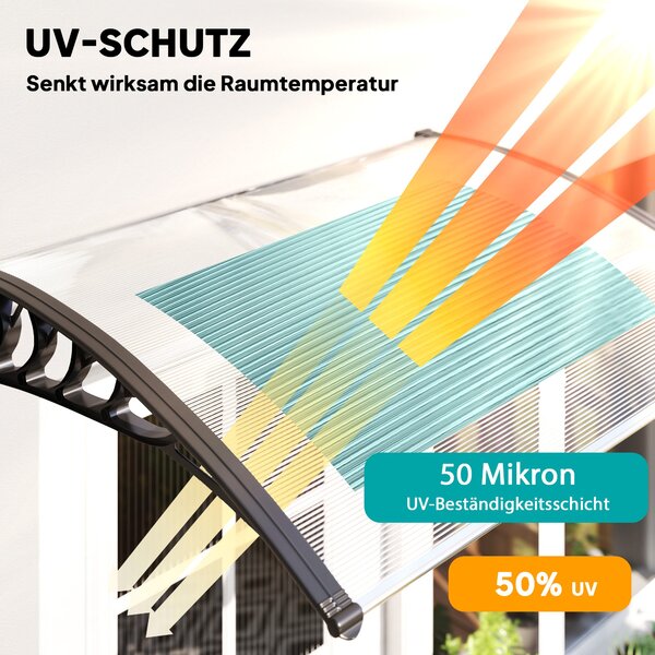 Outsunny Přední Dveřní Kryt 89 x 122 cm z Polykarbonátu, Zakřivený Kryt s UV Ochrannou, Sluneční Clona proti Dešti pro Venku, Bílý | Aosom