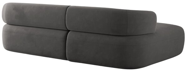 Windsor & Co Tmavě šedá sametová rohová pohovka Aldrin 225 cm, levá