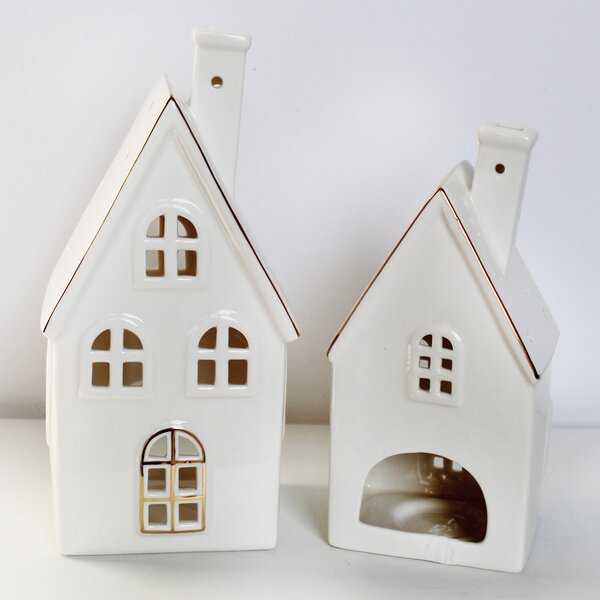 Porcelánový svícen Chaloupka 17 cm - větší