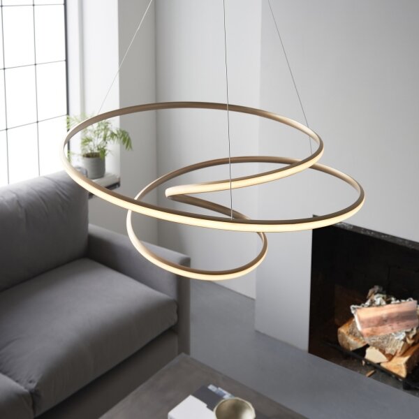 Endon 97639 - LED Stmívatelný lustr na lanku TWIRL LED/88W/230V 3000K zlatá