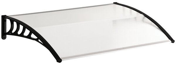 Outsunny Přední Dveřní Kryt 89 x 122 cm z Polykarbonátu, Zakřivený Kryt s UV Ochrannou, Sluneční Clona proti Dešti pro Venku, Bílý | Aosom