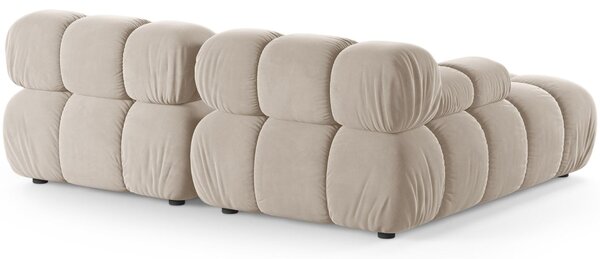 Micadoni Béžová sametová rohová pohovka Bellis 188 cm, levá