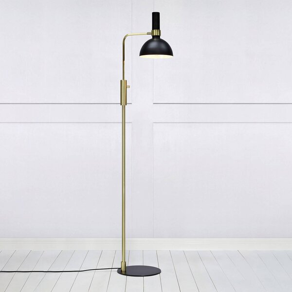 Markslöjd Stmívatelná stojací lampa Larry, černá-mosaz, stmívatelný, Černá, Obývací pokoj / jídelna, kov, Moderní, stojací lampa