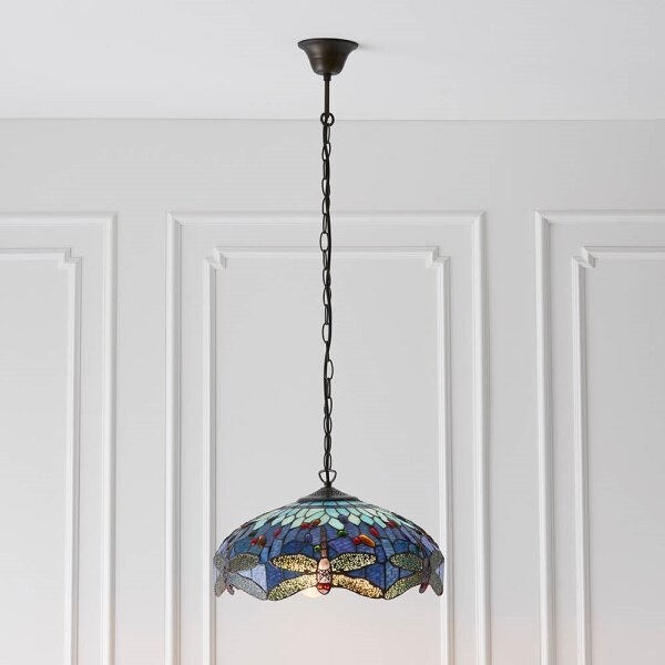 Endon 64080 - Lustr na řetězu Tiffany DRAGONFLY 3xE27/60W/230V pr. 41 cm