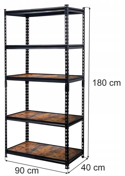 Regál Mega-M LOFT 90 cm x 180 cm x 40 cm v odstínech hnědé