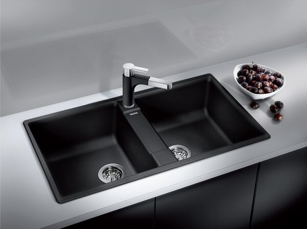 Blanco Zia 9, silgranitový dřez 860x500x190 mm, 2-komorový, bílá, BLA-516678