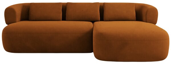 -25 % Dny MOMENTI– Windsor & Co Terakotově oranžová sametová rohová pohovka Aldrin 225 cm, pravá