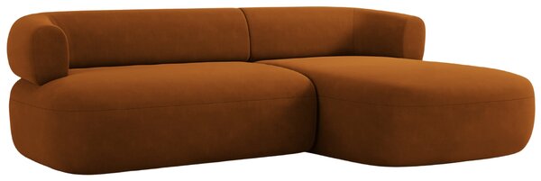 -25 % Dny MOMENTI– Windsor & Co Terakotově oranžová sametová rohová pohovka Aldrin 225 cm, pravá
