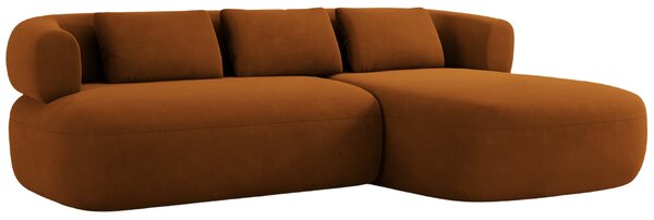 -25 % Dny MOMENTI– Windsor & Co Terakotově oranžová sametová rohová pohovka Aldrin 225 cm, pravá