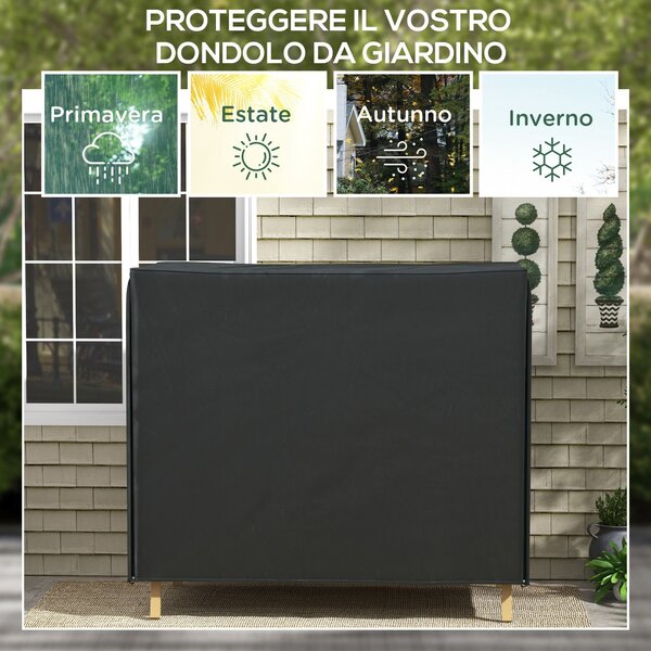 Ochranný kryt pro zahradní houpačku Outsunny pro 3 osoby, voděodolný, UV ochrana, 220x125x172 cm, Černý | Aosom