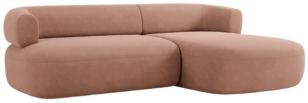 -25 % Dny MOMENTI– Windsor & Co Růžová sametová rohová pohovka Aldrin 225 cm, pravá