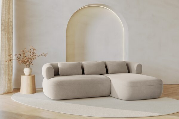 -25 % Dny MOMENTI– Windsor & Co Béžová sametová rohová pohovka Aldrin 225 cm, pravá