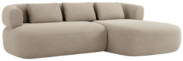 -25 % Dny MOMENTI– Windsor & Co Béžová sametová rohová pohovka Aldrin 225 cm, pravá