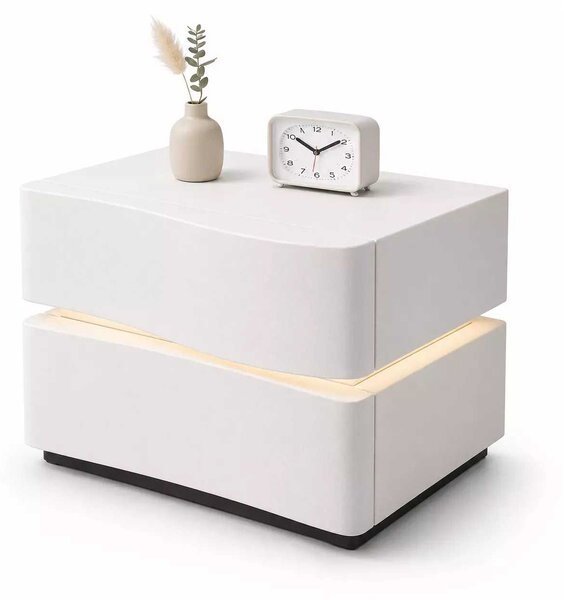 LuxuryForm DESIGN Noční stolek ALVA s LED osvětlením – bílý