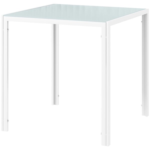 HOMCOM Jídelní stůl 75 x 75 cm, Čtvercový stůl do kuchyně pro 4 osoby, Jídelní stůl z tvrzeného skla s kovovými nohami, Moderní stůl do kuchyně, jídel