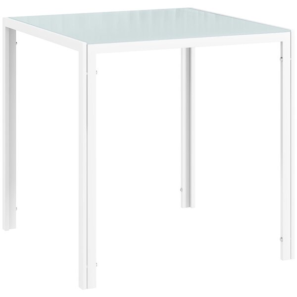 HOMCOM Jídelní stůl 75 x 75 cm, Čtvercový stůl do kuchyně pro 4 osoby, Jídelní stůl z tvrzeného skla s kovovými nohami, Moderní stůl do kuchyně, jídel
