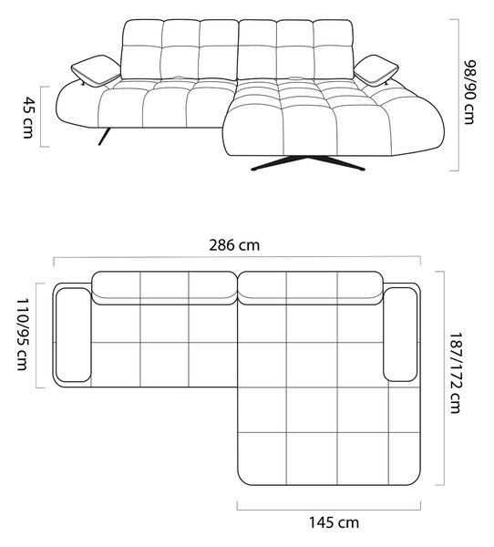 ROHOVÁ SEDAČKA, textil, medová, hořčicově žlutá Welnova - Sedací soupravy