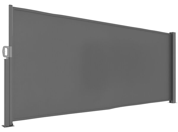 Retrakční boční sluneční clona Outsunny - Ochranná obrazovka se stěnovým uchycením - Pokrytá boční clona - Protipovětrnostní clona 300x140cm - Slunečn