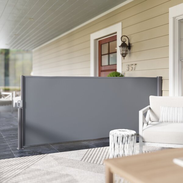 Retrakční boční sluneční clona Outsunny - Ochranná obrazovka se stěnovým uchycením - Pokrytá boční clona - Protipovětrnostní clona 300x140cm - Slunečn