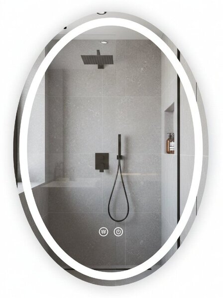 Tutumi Oválné zrcadlo 50x70 cm s vyhříváním a regulovatelným LED osvětlením HOM-00900