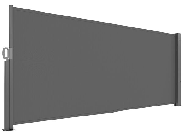 Retrakční boční sluneční clona Outsunny - Ochranná obrazovka se stěnovým uchycením - Pokrytá boční clona - Protipovětrnostní clona 300x140cm - Slunečn