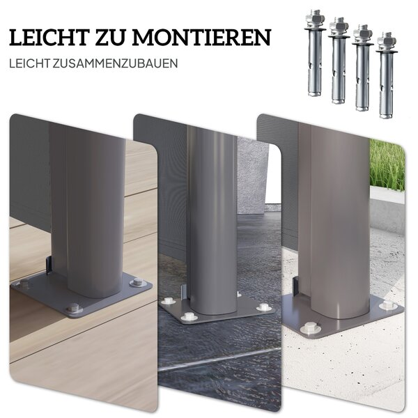 Retrakční boční sluneční clona Outsunny - Ochranná obrazovka se stěnovým uchycením - Pokrytá boční clona - Protipovětrnostní clona 300x140cm - Slunečn