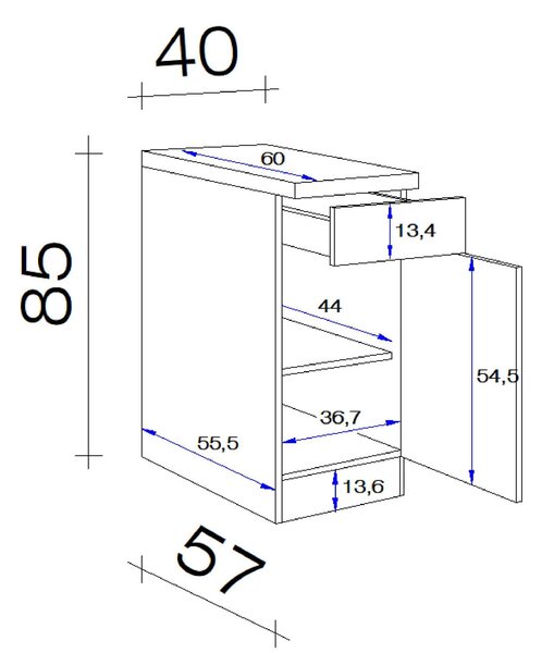 KUCHYŇSKÁ SPODNÍ SKŘÍŇKA FlexWell - Online Only kuchyňské skříňky, Online Only