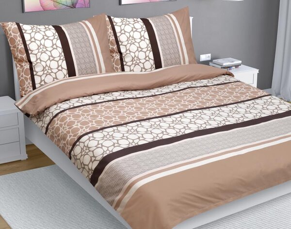 BELLATEX Bavlněné povlečení na dvoudeku Béžová 1ks 180x200, 2ks 70x90 cm