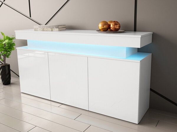 Skříňka s LED osvětlením Lestirola 3D 160, Barva:: bíla / bíly lesk 5903211283857