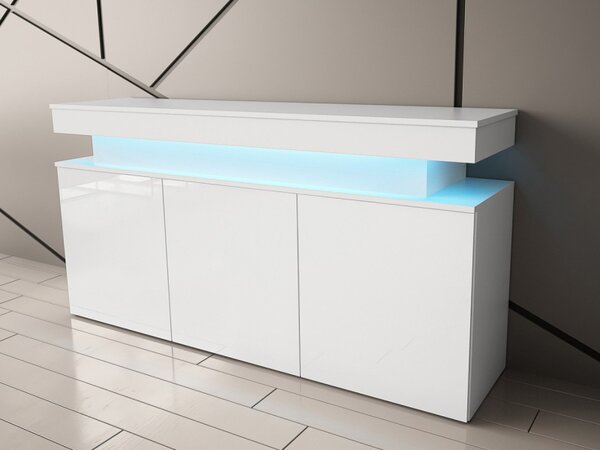 Skříňka s LED osvětlením Lestirola 3D 160, Barva:: bíla / bíly lesk 5903211283857