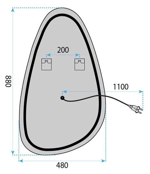 Tutumi Zrcadlo 90x50 cm s vyhříváním a regulovatelným LED osvětlením HOM-01517
